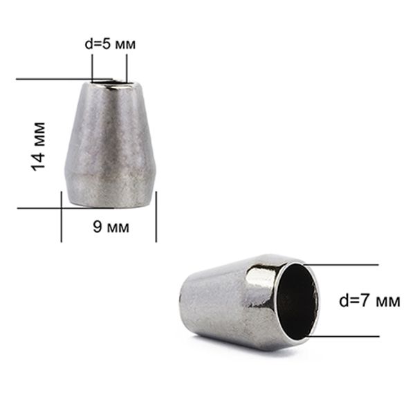 Наконечник для шнура металл 13.5х8.5 мм, цв.никель черный, уп. 100 шт
