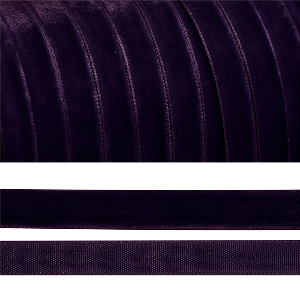 Лента бархатная _6 мм, нейлон, т.фиолетовый, уп. 30м