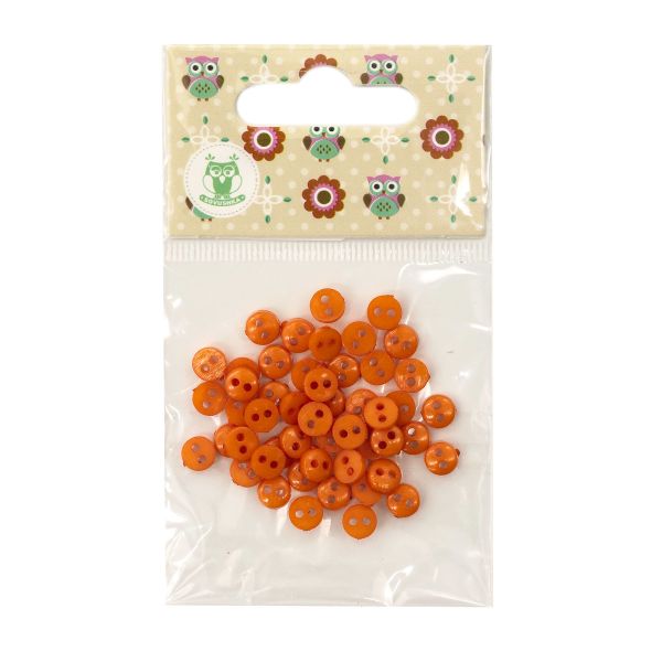 Украшения декоративные пуговицы Мини 2 прокола, 6мм, 50 шт ± 2 шт пластик, цв.оранжевый