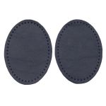 Заплатки пришивные из кожи, овал 6х8,2см с перфорацией, 2 шт, 100% кожа, 05 темно-синий, 9114