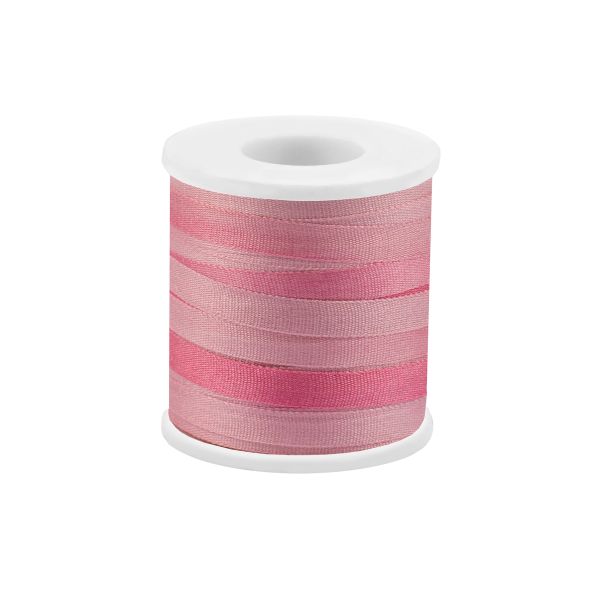 Лента (тесьма) шелковая 4.0 мм / 45.5±0.5 метров, M028 гр.розовый/бл.бордовый, Gamma SRM-4