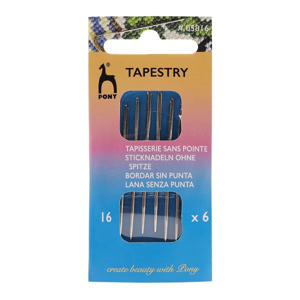 Иглы ручные гобеленовые с серебряным ушком Tapestry №16, 6 шт, PONY, 05816