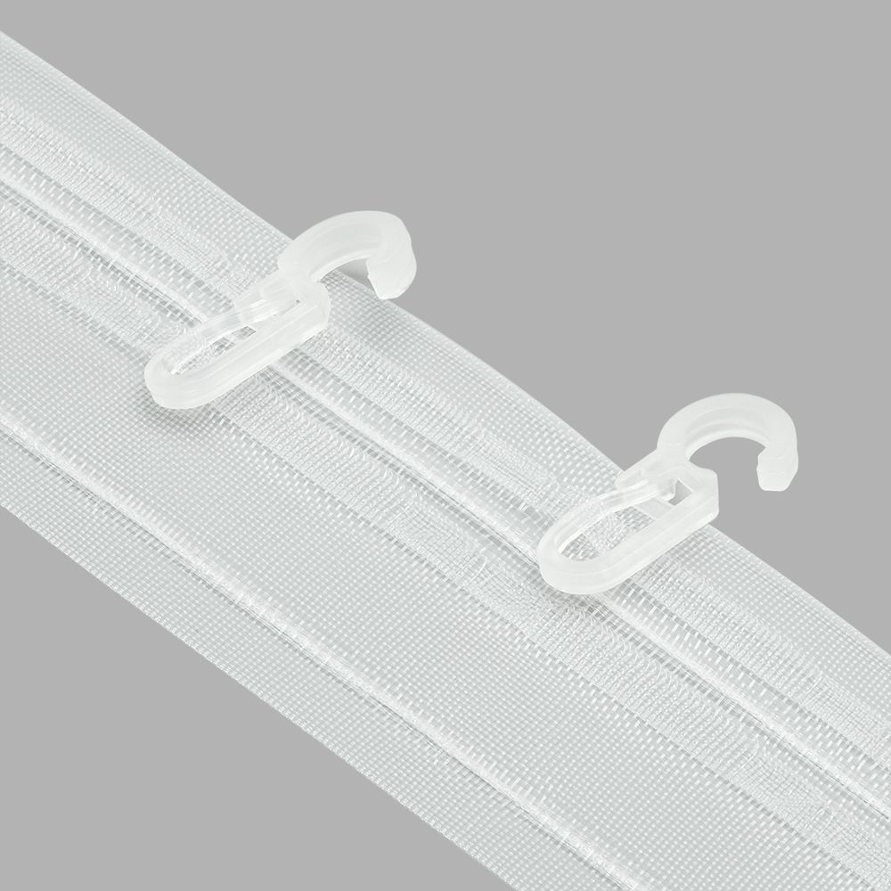 Лента (тесьма) шторная: сборка косая (левый наклон) (1:2) 50 мм / 50 метров, прозрачная