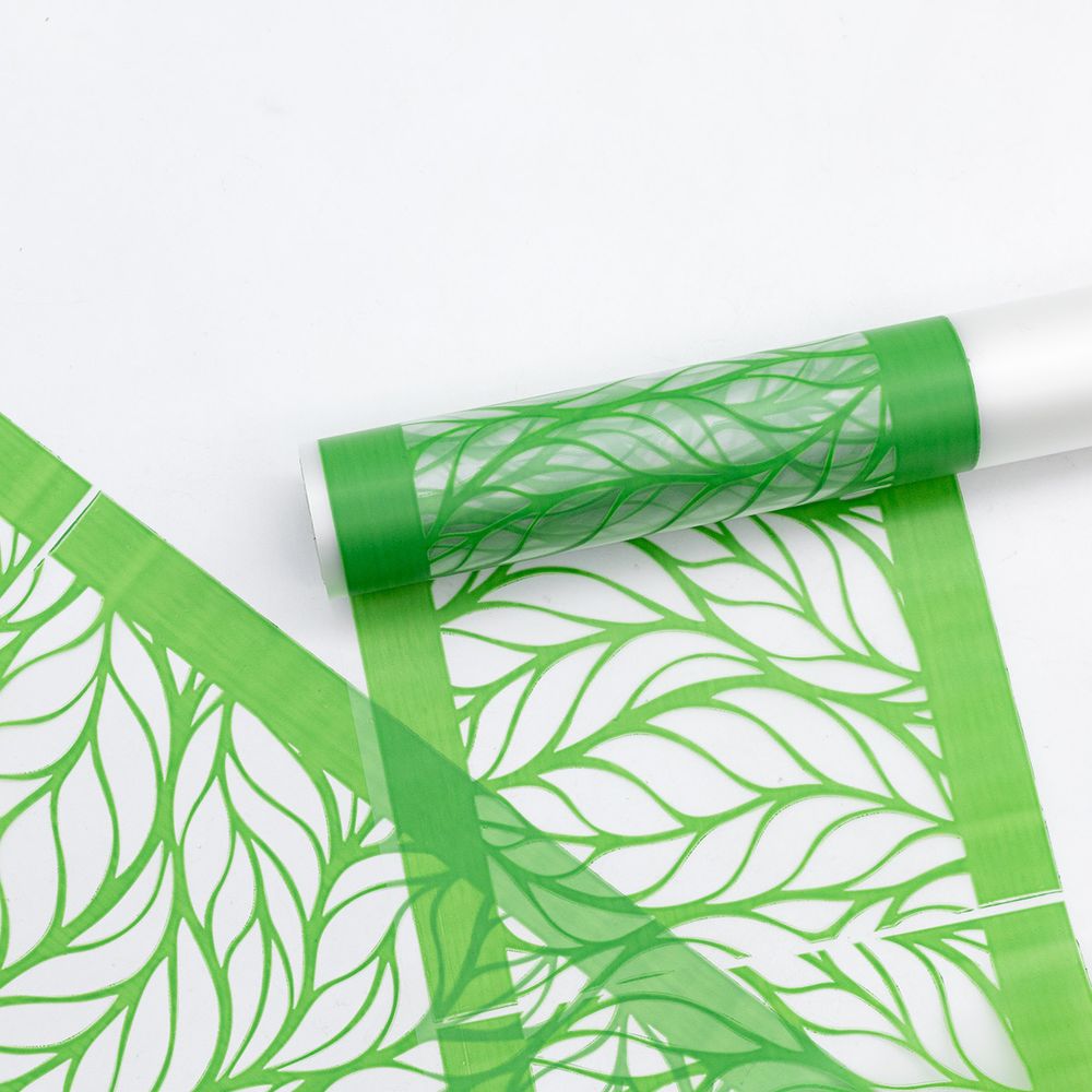 Пленка матовая с рисунком Листья 50мкр, цв. зеленый, 60см / 9,14м ±5%, ПМР0005