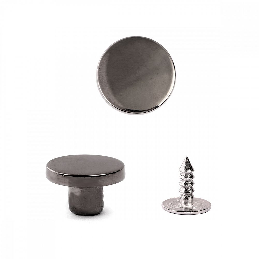 Пуговицы джинсовые ⌀15 мм, фиксированная ножка, металл, TBY-1356 черный никель уп.20 шт