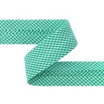 Косая бейка хлопковая 20 мм / 5 шт по 5.4 метра, №035C зеленый/клетка, Gamma GBF-20