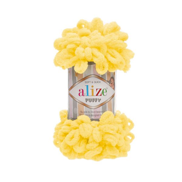 Пряжа Alize (Ализе) Puffy / уп.5 мот. по 100 г, 9м, 216 желтый A