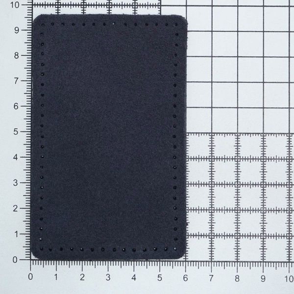 Заплатки пришивные из замши, прямоугольник 6х9,6см с перфорацией, 2 шт, 100% кожа, 22 темно-синий, 59113