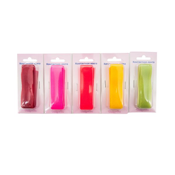 Лента контактная липучка (велкро) пришивная фасовка 20 мм / 25 см, 5 шт, яркое ассорти, /пара/, Hobby&Pro, кач.