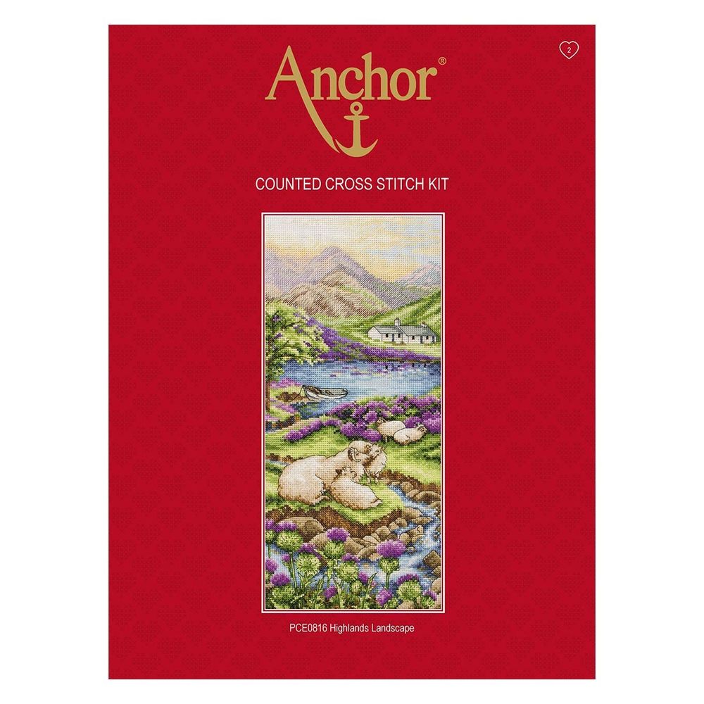 Набор для вышивания нитками Anchor, Высокогорный пейзаж 32х14см