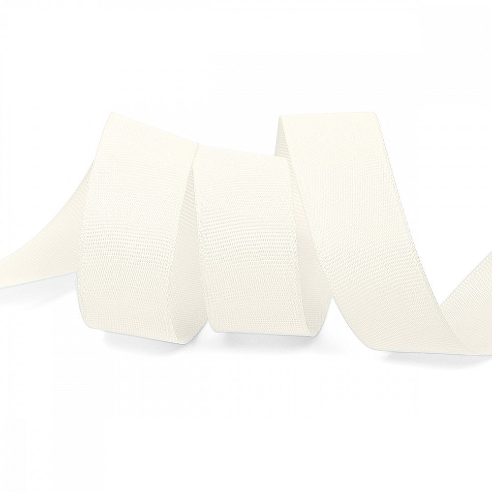 Лента репсовая (в рубчик) 25.0 мм цв. F102 молочный уп.22.86м (±1м)