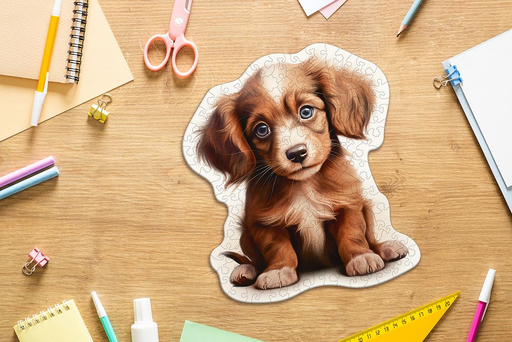 Пазл фигурный деревянный 154 элемента, PZLF-025 Щенячья нежность, Фрея