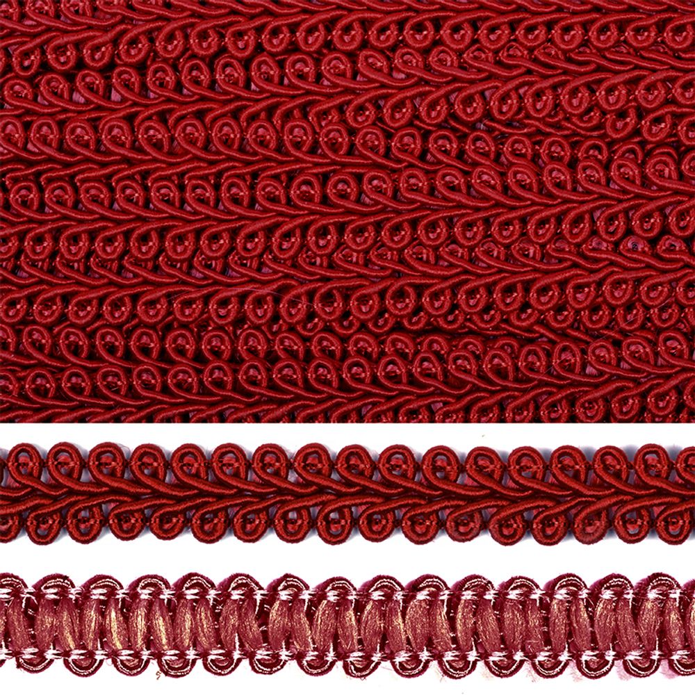 Тесьма в стиле шанель плетеная 12 мм 0384-0016 F178 (37) бордо уп. 18.28м