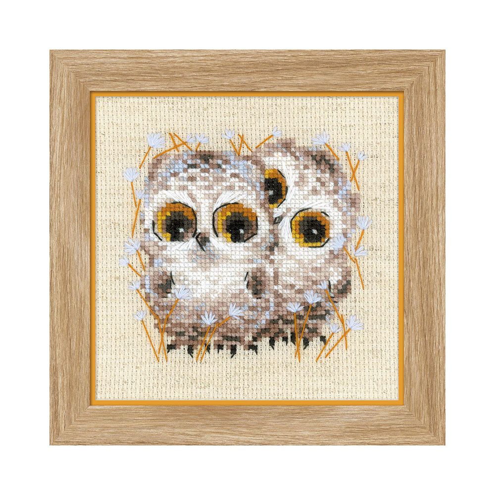 Набор для вышивания нитками Риолис, Маленькие совята, 13х13 см