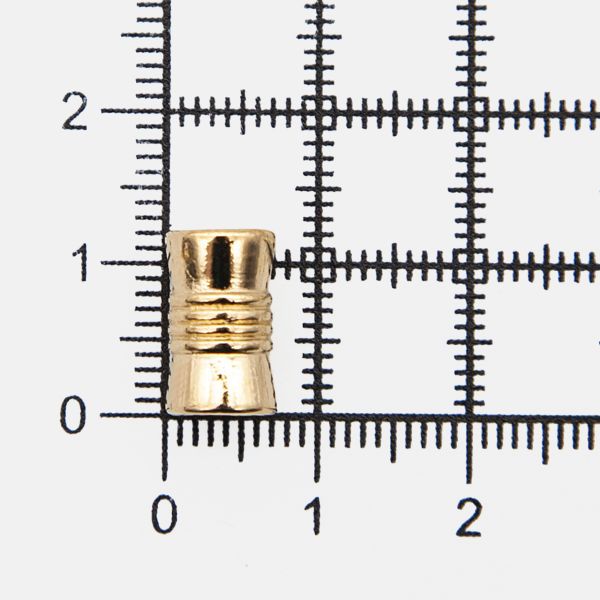 Наконечник для шнура металл цилиндр 12х7 мм, ⌀3/5 мм, (золото), 20 шт