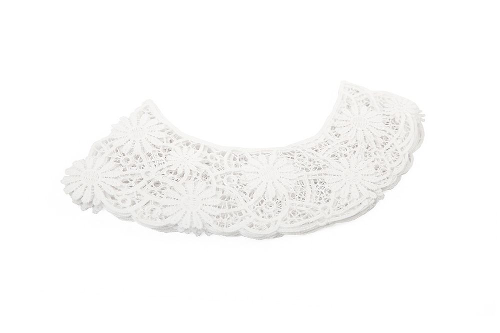 Пришивной кружевной воротник гипюр 6.5 см, 5 пар Турция, белый, Gamma VGM-65-05M