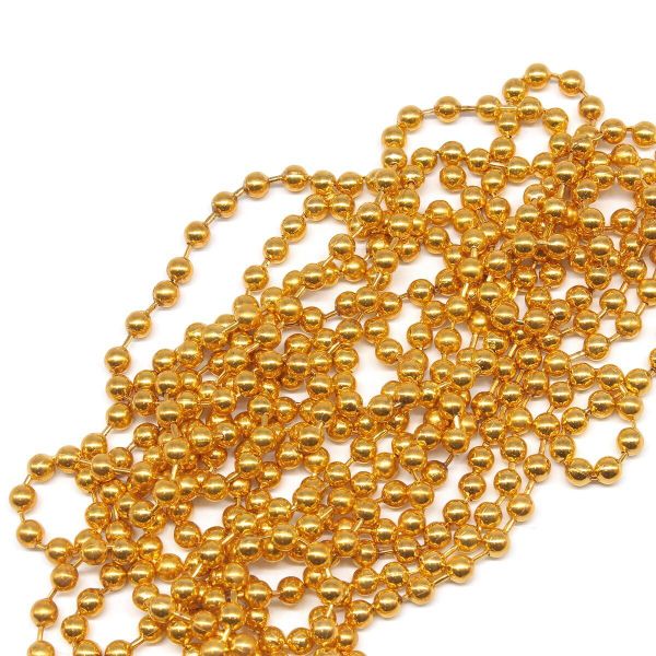 Цепочка шариковая, металл 3,2 мм / 45,72 м, золото