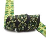 Лента (тесьма) жаккардовая 35.0 мм / 10±0.5 метров, Дамаск (V4 черный/зеленый), 35976