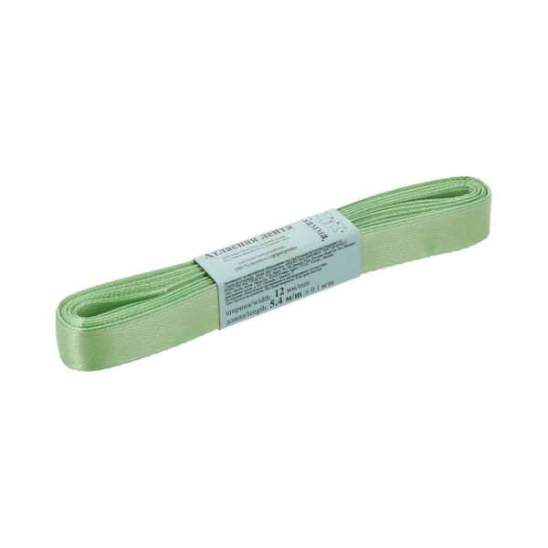 Лента атласная 1-сторонняя 12.0 мм / 10 шт по 5.4 метра, №052 травяной, Gamma AL-12P