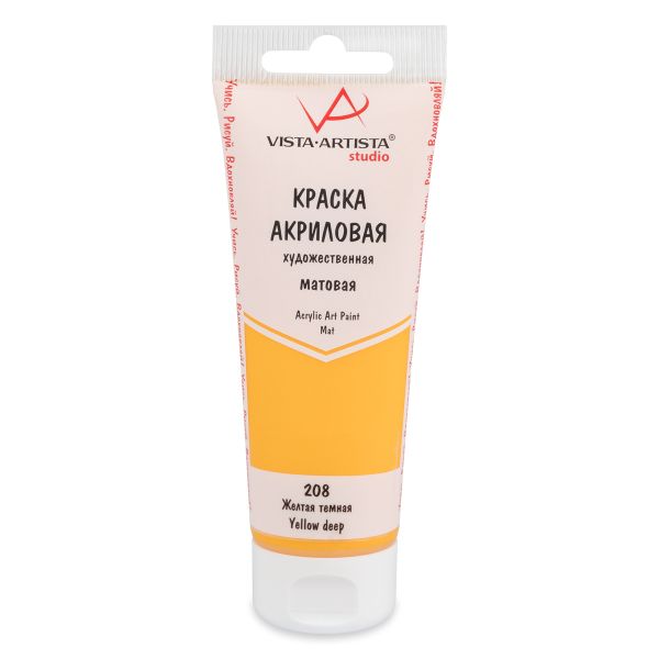 Краска акриловая матовая 75 мл, 208 Желтый темный, Vista-Artista VAAM -75