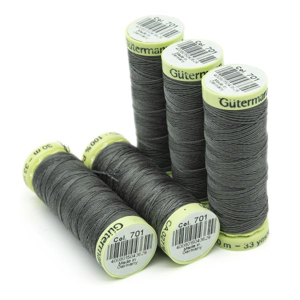 Нитки отделочные Gutermann Top Stitch, 30м, 701 перламутрово-грифельный, 5 катушек