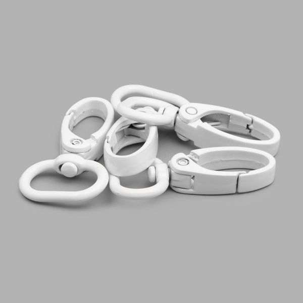 Карабин металл 20.0 мм (47х25 мм), белый лак, ГУ12849, 4 шт