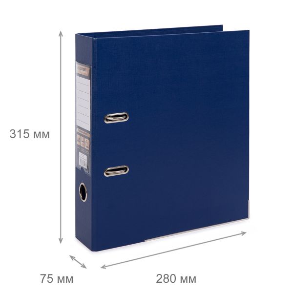 Регистратор PVC, 2-х стороннее покрытие, мет.уг. 75 мм, 50 шт, Premier A4 арочный механ. (разб.), синий ЕС100162002, Expert Complete