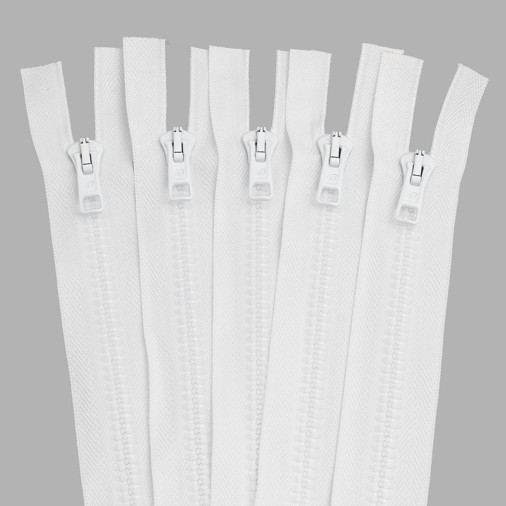 Молния трактор Arta Т6 (6 мм) 2 зам., разъем., 75 см, цв. 001 белый, уп.5 шт