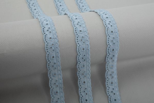 Кружево шитьё 18 мм / 10 м, св.голубой, Gamma GYEM-1801