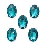 Хрустальные стразы в цапах овальной формы, голубой 10х14 мм, 5 шт., ОЦ010НН1014