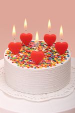 Набор свечей для торта 3.6 г, 12х5 шт, Красные сердечки, Boomzee BCD-19