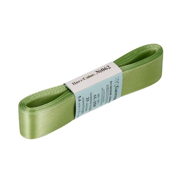 Лента атласная 1-сторонняя 25.0 мм / 5 шт по 5.4 метра, №062 бл.зеленый, Gamma AL-25P