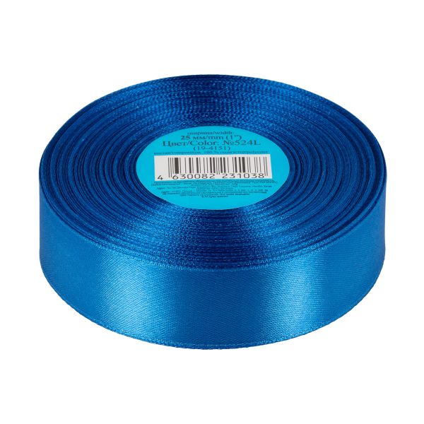 Лента атласная 1-сторонняя 25.0 мм / 33±2 метра, №524L(19-4151) синий, Gamma