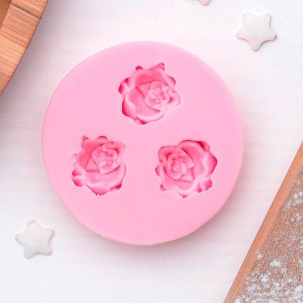 Молд 5 см, Три малых розы цвет микс