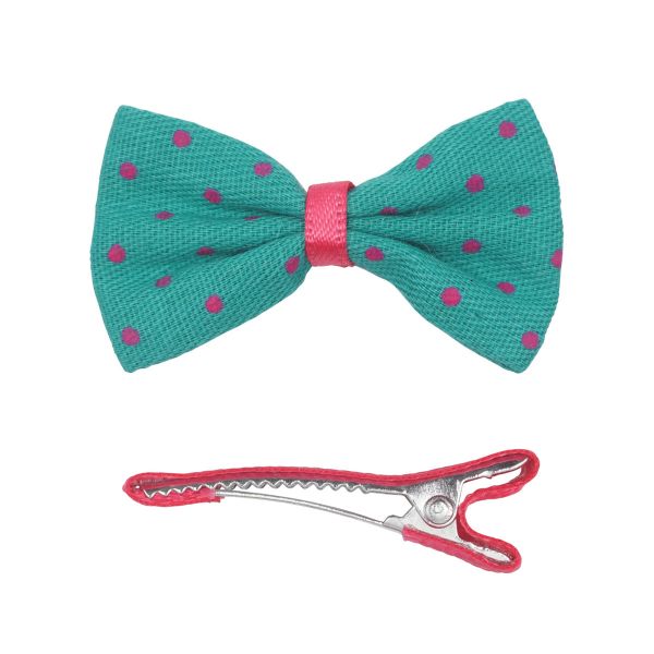 Набор бантик и заколка, мини 35мм/35мм, зеленый/малиновый