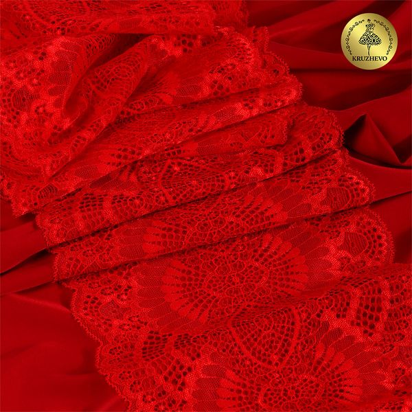 Кружево бельевое эластичное 195 мм / 3 м, TBY.30239, цв.100 красный, Kruzhevo