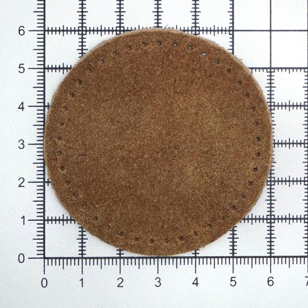 Заплатки пришивные из замши, круг ⌀6см с перфорацией, 2 шт, 100% кожа, 32 кэмел, 59111