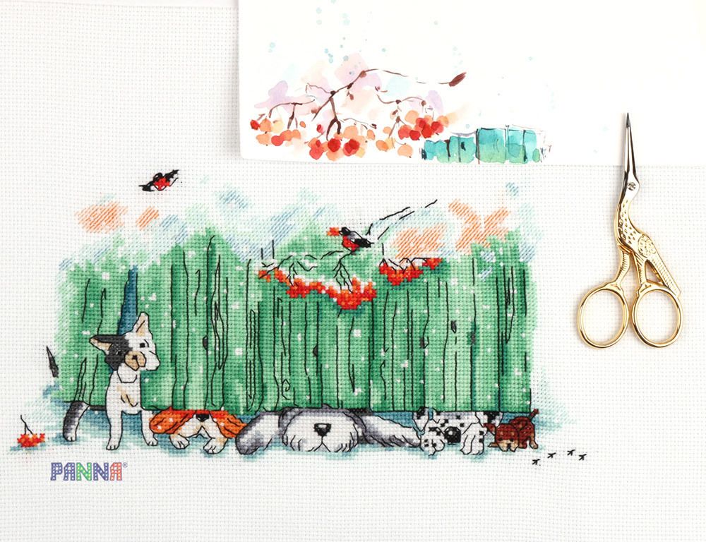 Набор для вышивания нитками Panna, Любопытные носы, 27х15 см