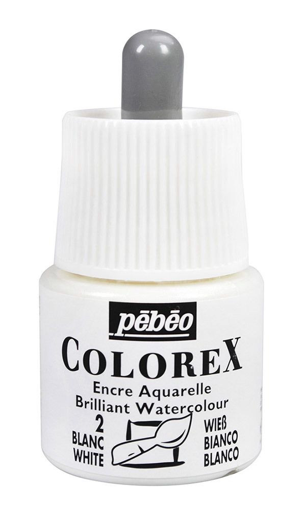 Краска акварель акварельные чернила Colorex 45 мл, 341-002 белый, Pebeo