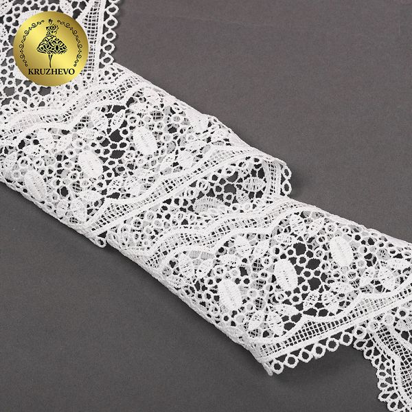 Кружево гипюр (плетёное) 80 мм, матовая нить TBY.0618, цв.белый уп.13.71м, Kruzhevo