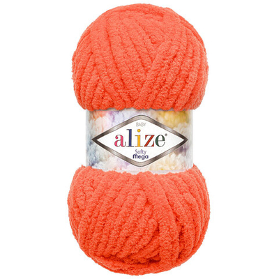 Пряжа Alize (Ализе) Softy Mega / уп.5 мот. по 100 г, 70м, 421 красно-оранжевый