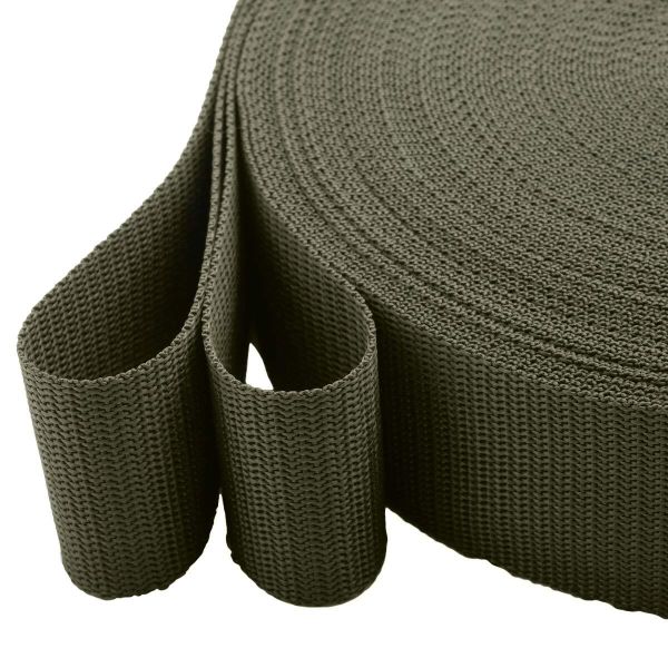 Стропа (ременная лента) 50 мм / 30 метров, толщ. 1.0 мм, [28 г/пог.м], 100% п/п, 32 хаки