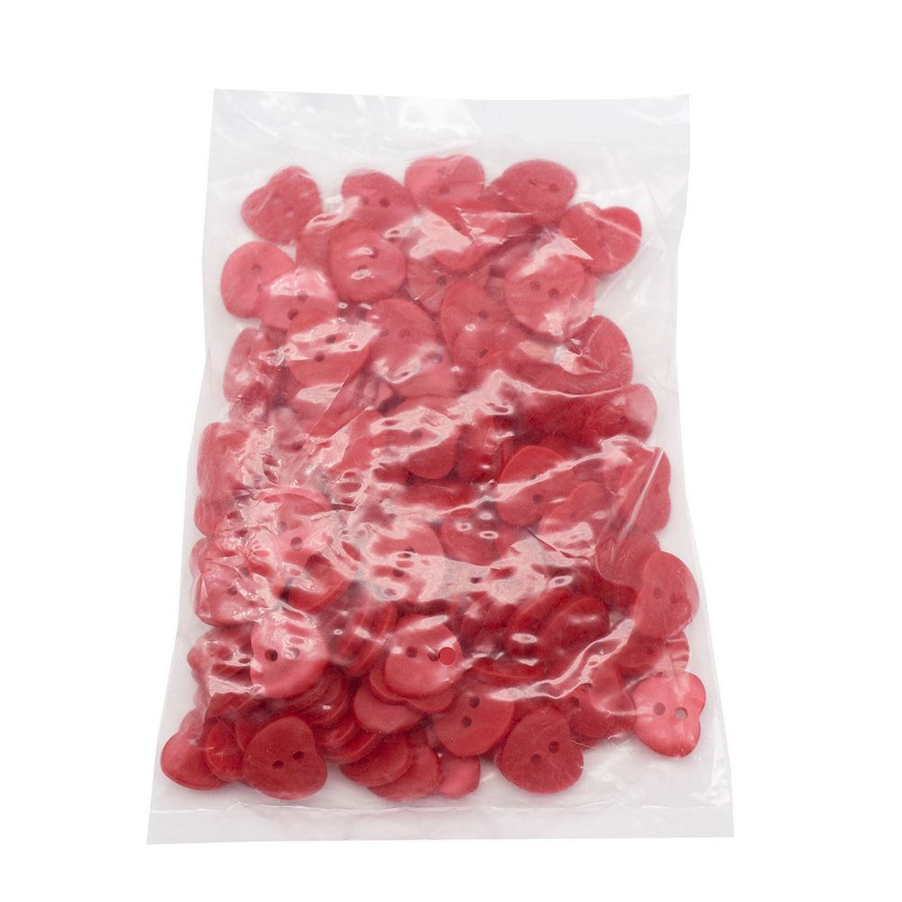 Пуговицы детские Сердце 24L (15мм) 2 пр. (col. 14 (красный)), CB-M-27, 144 шт