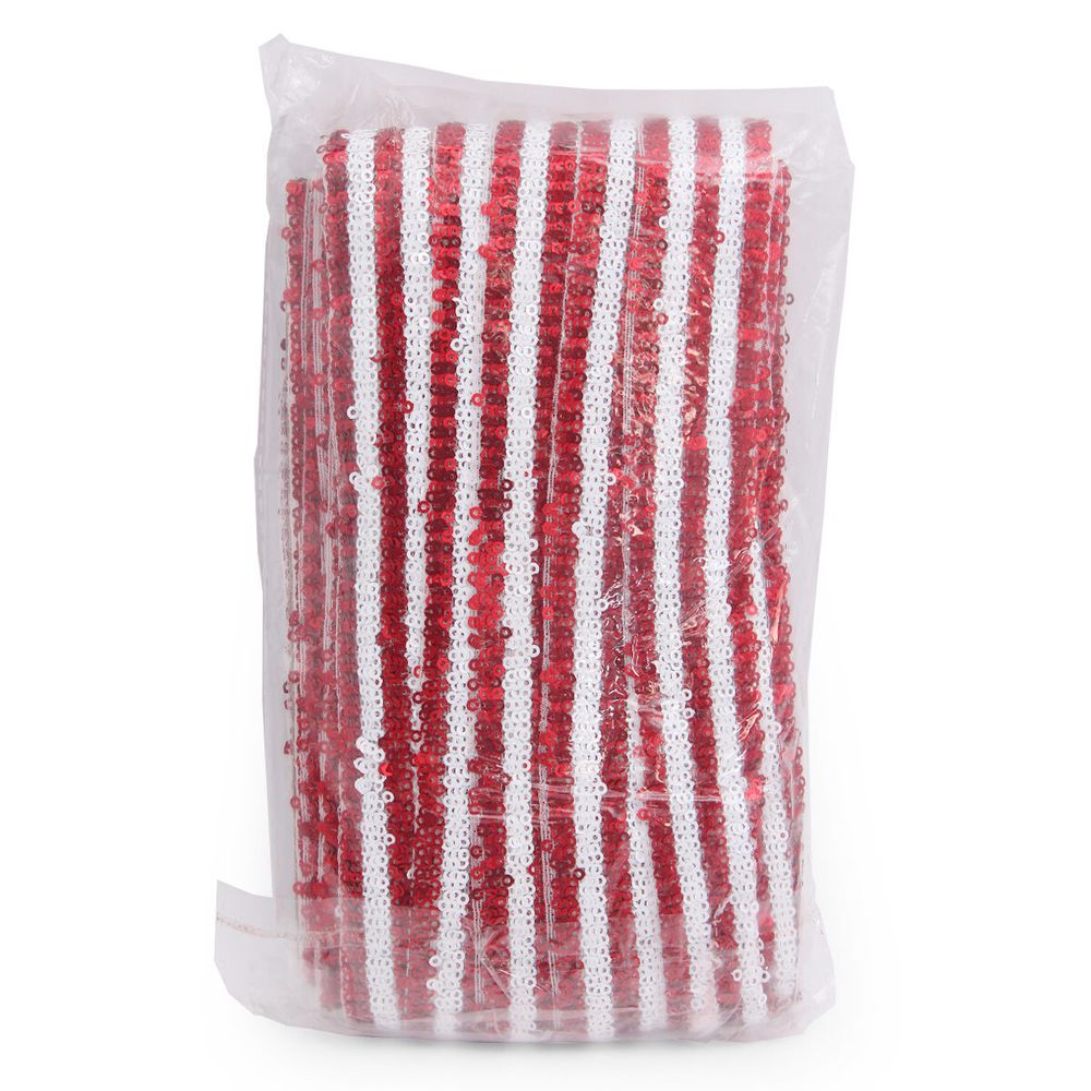 Тесьма с пайетками лампасная 3,5см / 14,63м (красный), 3AR070