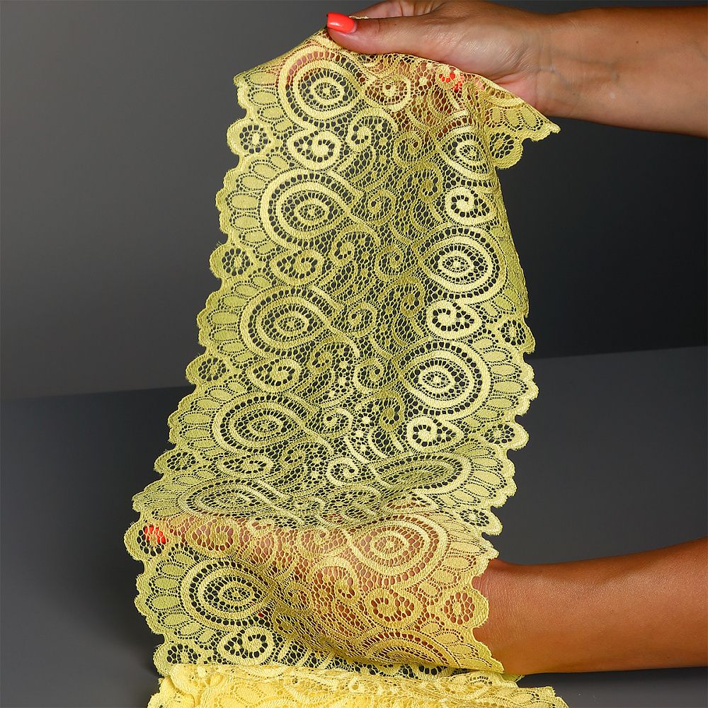 Кружево бельевое эластичное 180 мм / 3 м, TBY.L1351, цв.желтый, Kruzhevo
