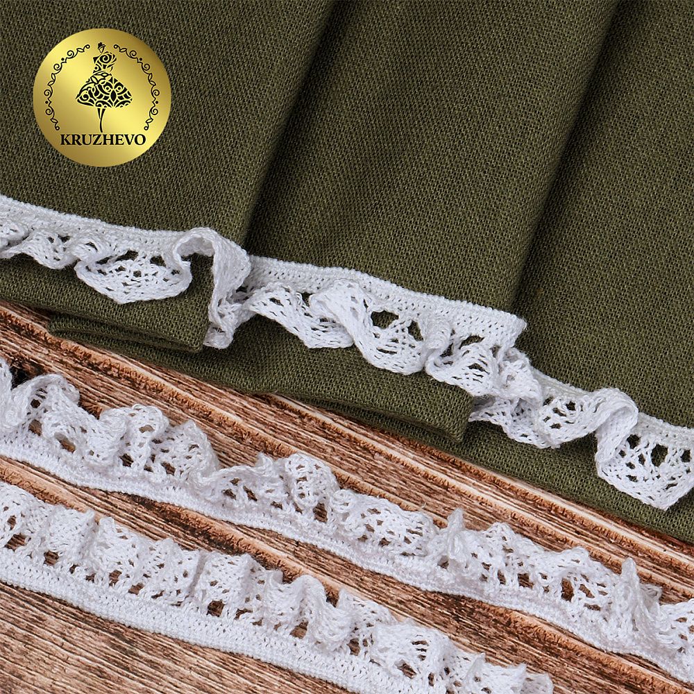 Кружево вязаное (тесьма) 17 мм / 10 метров, на резинке, диз. 303, цв.02 белый, Kruzhevo