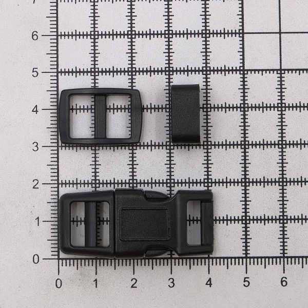 Фастекс (пряжка трезубец), рамка и рамка-регулятор 10мм, пластик, (2 компл.) Hobby&Pro, черный, A03001037-10