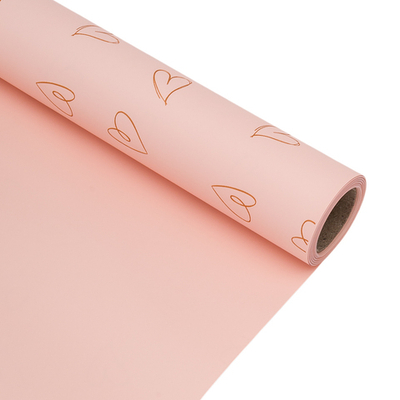 Пленка упаковочная для цветов и подарков Большие сердечки, 65 мкр, 58см / 10м ± 5% (VH2553 персиковый с сердечками)