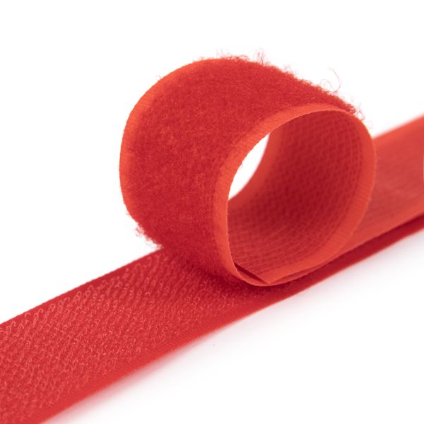 Лента контактная липучка (велкро) пришивная 50 мм / 25 метров, 026 красный, Gamma LG-50, ПАРА (крючок+петля), качество 