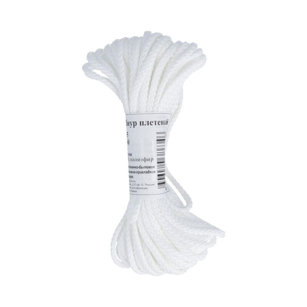 Шнур плетеный ⌀3.5-4 мм, 5х10 м, крупн. плетение, 100 белый, Gamma В-035